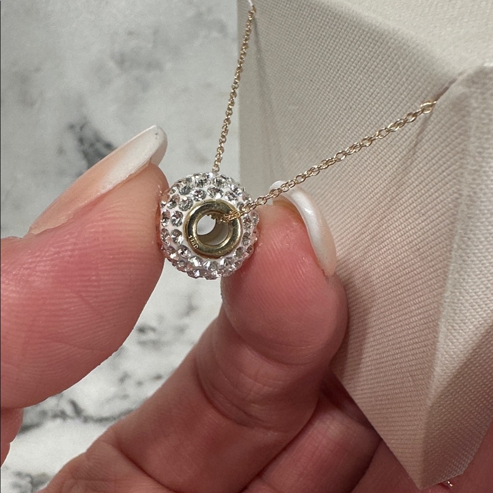 Swarovski GOLD’N’ICE Crystalized pendent, 14 karat gold necklace, NWT - Picture 8 of 9